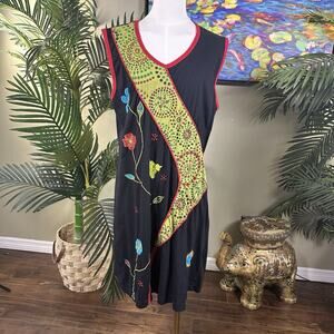 Agan Traders Dress Women L Nepal Embroidery, Patchwork, Piping